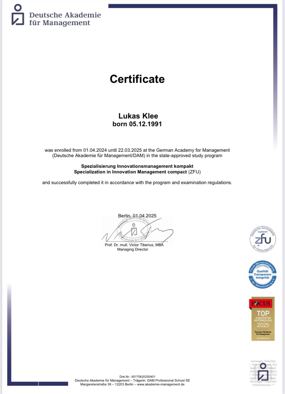 Aara Services Certificate 3